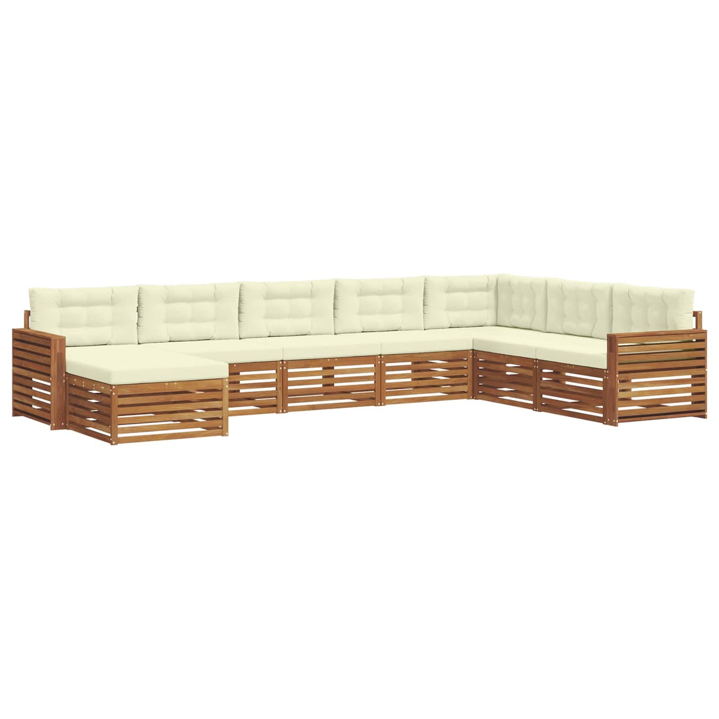 Set divani 8 pcs Naturale e Crema Legno di Acacia Massello