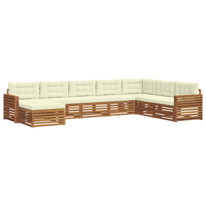 Set divani 8 pcs Naturale e Crema Legno di Acacia Massello