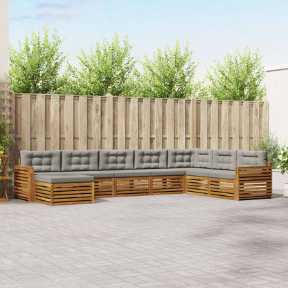 Set divani con cuscino 8 pcs Grigio Naturale e Chiaro
