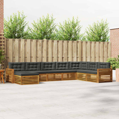 Set divani 8 pcs Naturale e Antracite Legno di Acacia Massello