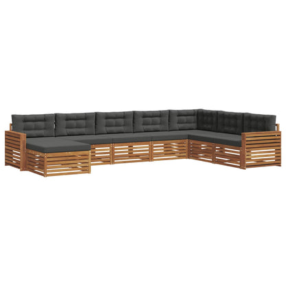 Set divani 8 pcs Naturale e Antracite Legno di Acacia Massello