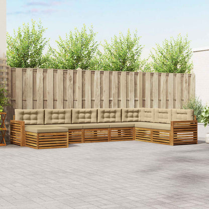 Set divani 8 pcs Naturale e Beige Legno di Acacia Massello