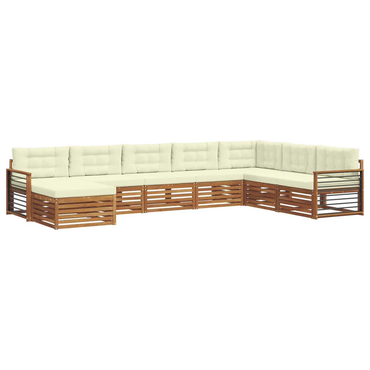 Set divani 8 pcs Naturale e Crema Legno di Acacia Massello