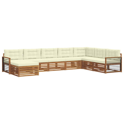 Set divani 8 pcs Naturale e Crema Legno di Acacia Massello