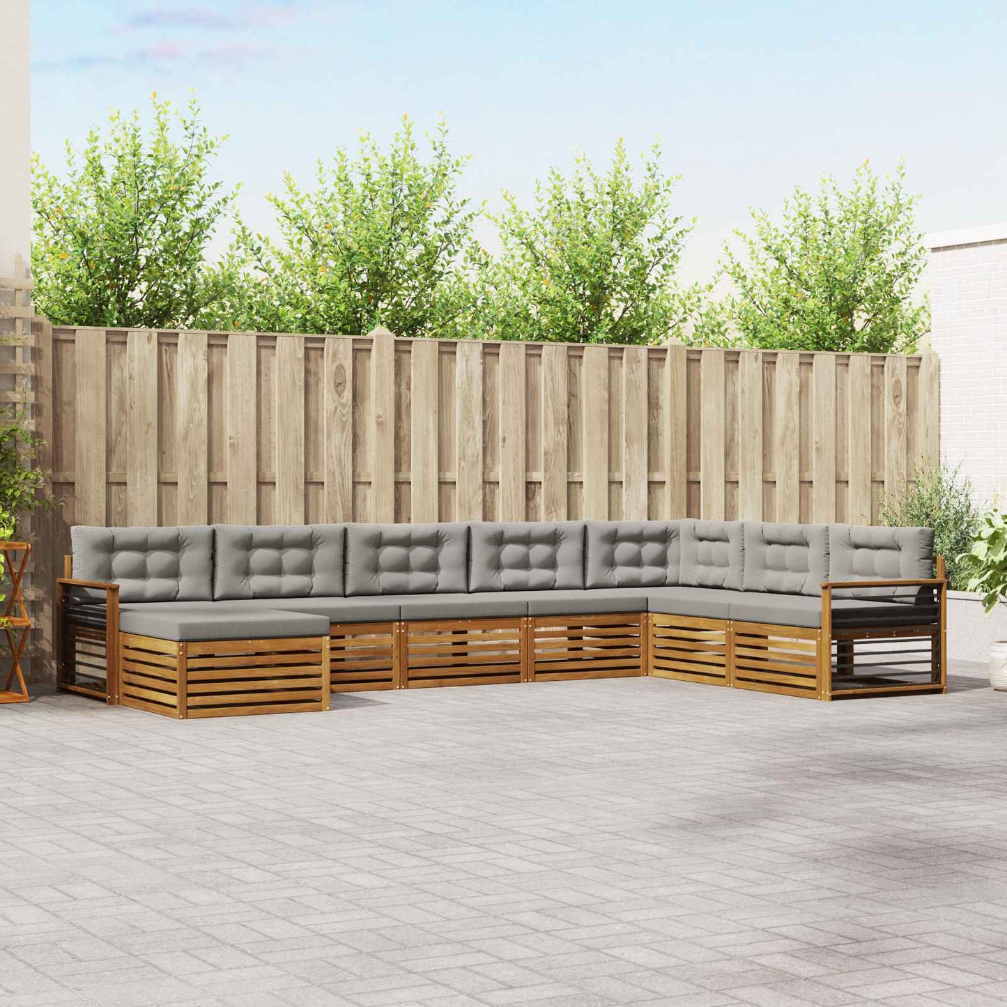 Set divani con cuscino 8 pcs Grigio Naturale e Chiaro