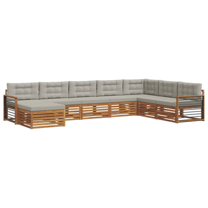 Set divani con cuscino 8 pcs Grigio Naturale e Chiaro