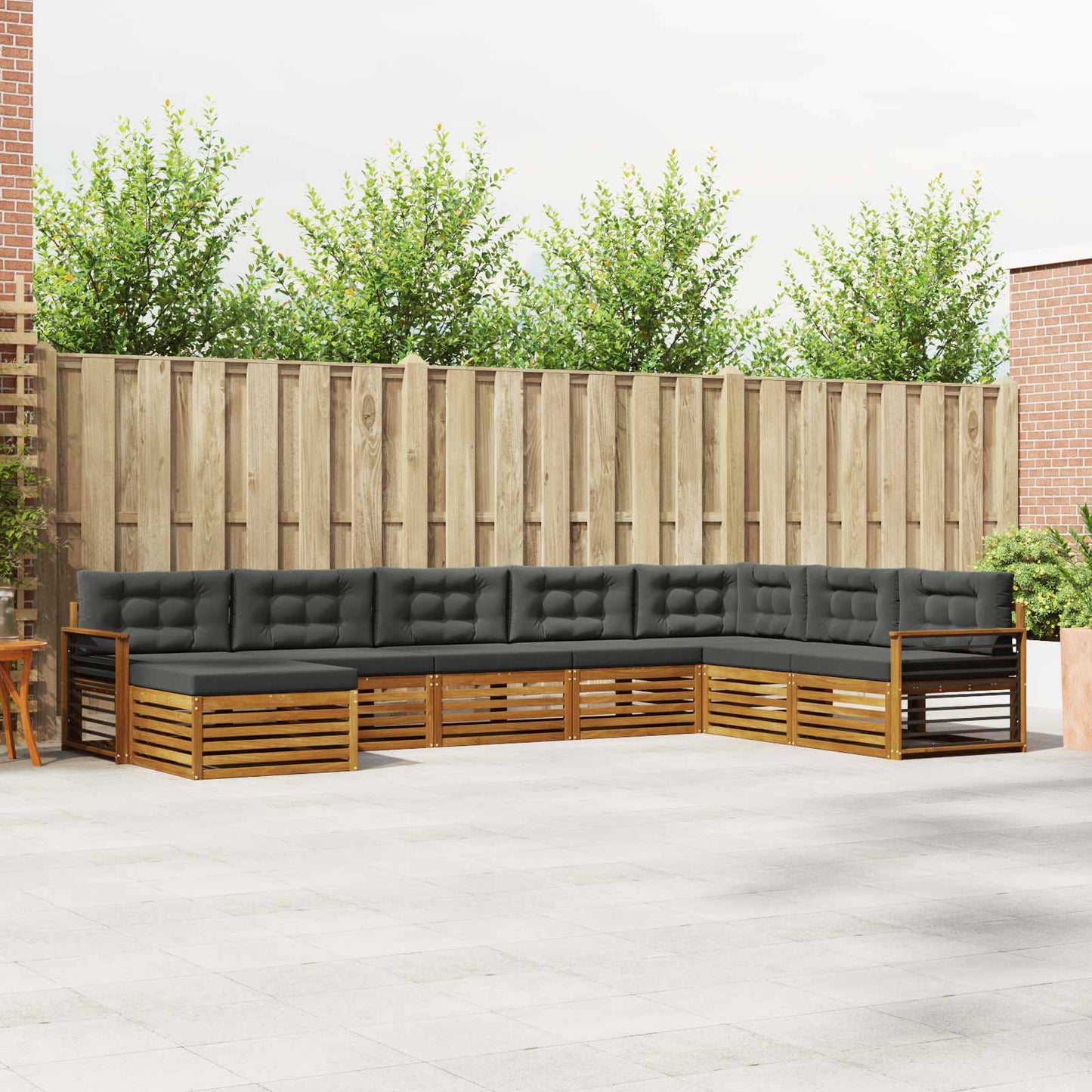 Set divani 8 pcs Naturale e Antracite Legno di Acacia Massello
