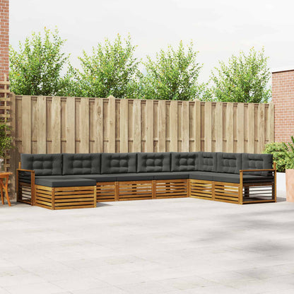 Set divani 8 pcs Naturale e Antracite Legno di Acacia Massello