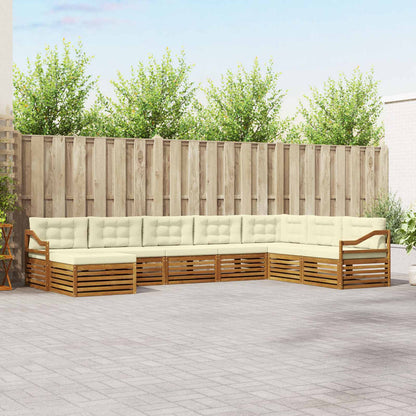 Set divani 8 pcs Naturale e Crema Legno di Acacia Massello