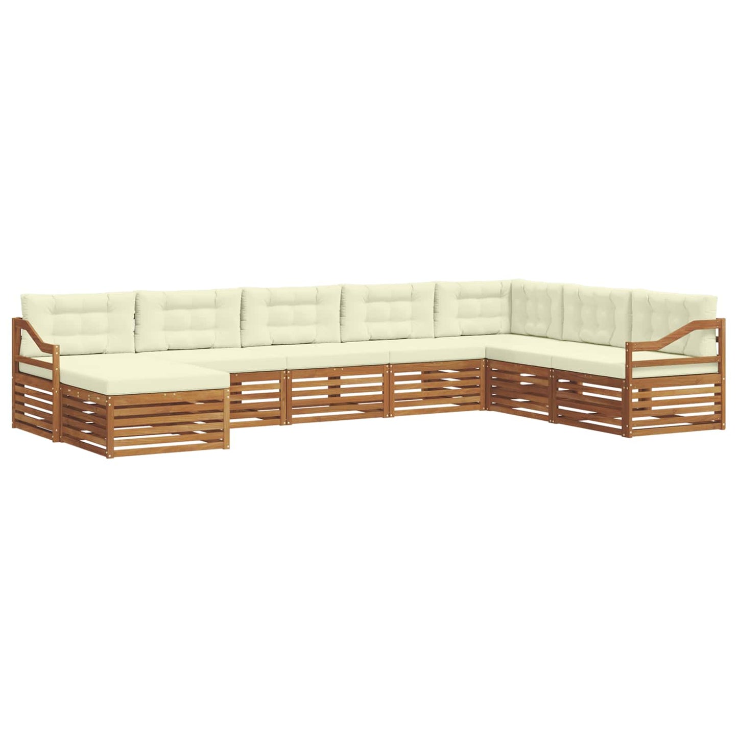 Set divani 8 pcs Naturale e Crema Legno di Acacia Massello