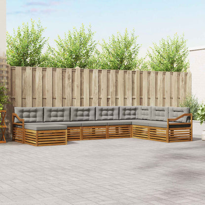 Set divani con cuscino 8 pcs Grigio Naturale e Chiaro