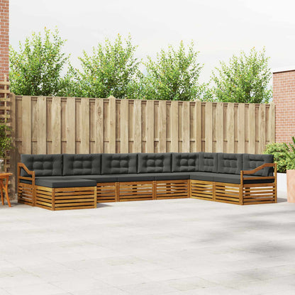 Set divani 8 pcs Naturale e Antracite Legno di Acacia Massello