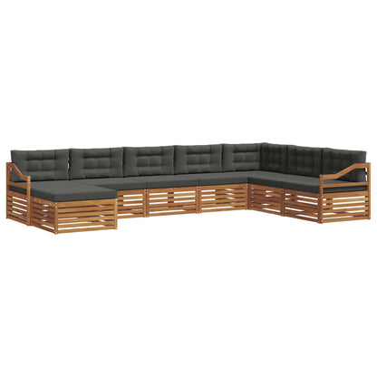 Set divani 8 pcs Naturale e Antracite Legno di Acacia Massello