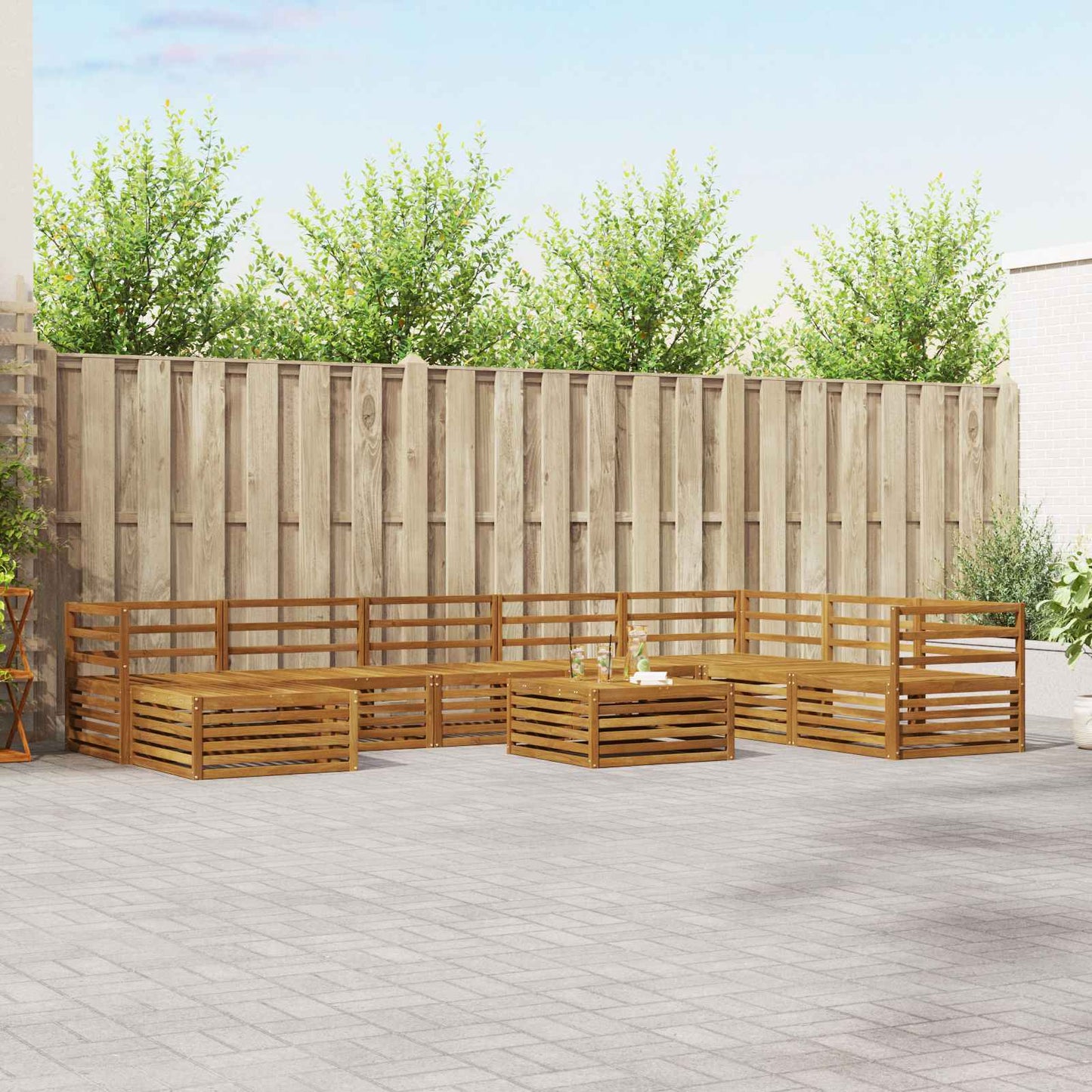 Set divani 9 pcs Naturale Legno di Acacia Massello