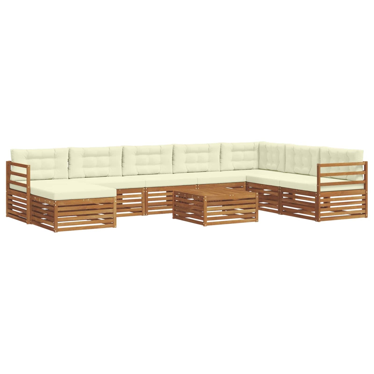 Set divani 9 pcs Naturale e Crema Legno di Acacia Massello