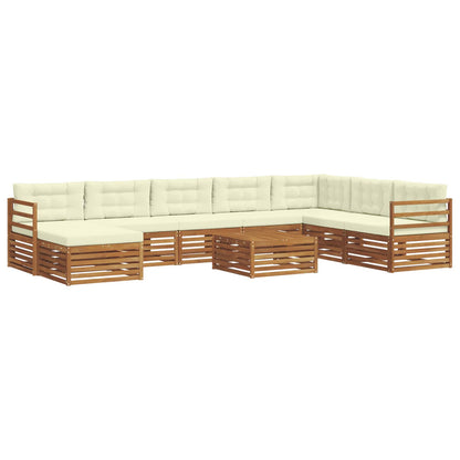 Set divani 9 pcs Naturale e Crema Legno di Acacia Massello