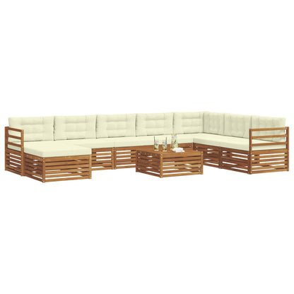 Set divani 9 pcs Naturale e Crema Legno di Acacia Massello