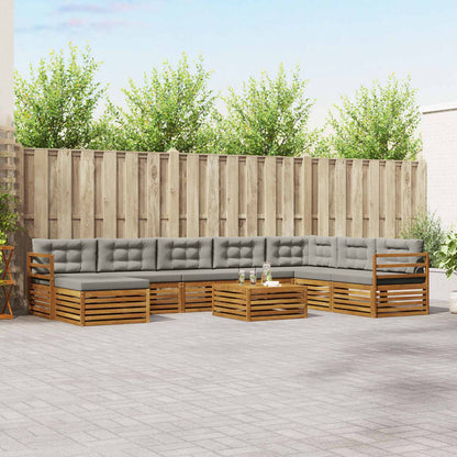 Set divani con cuscino 9 pcs Grigio Naturale e Chiaro
