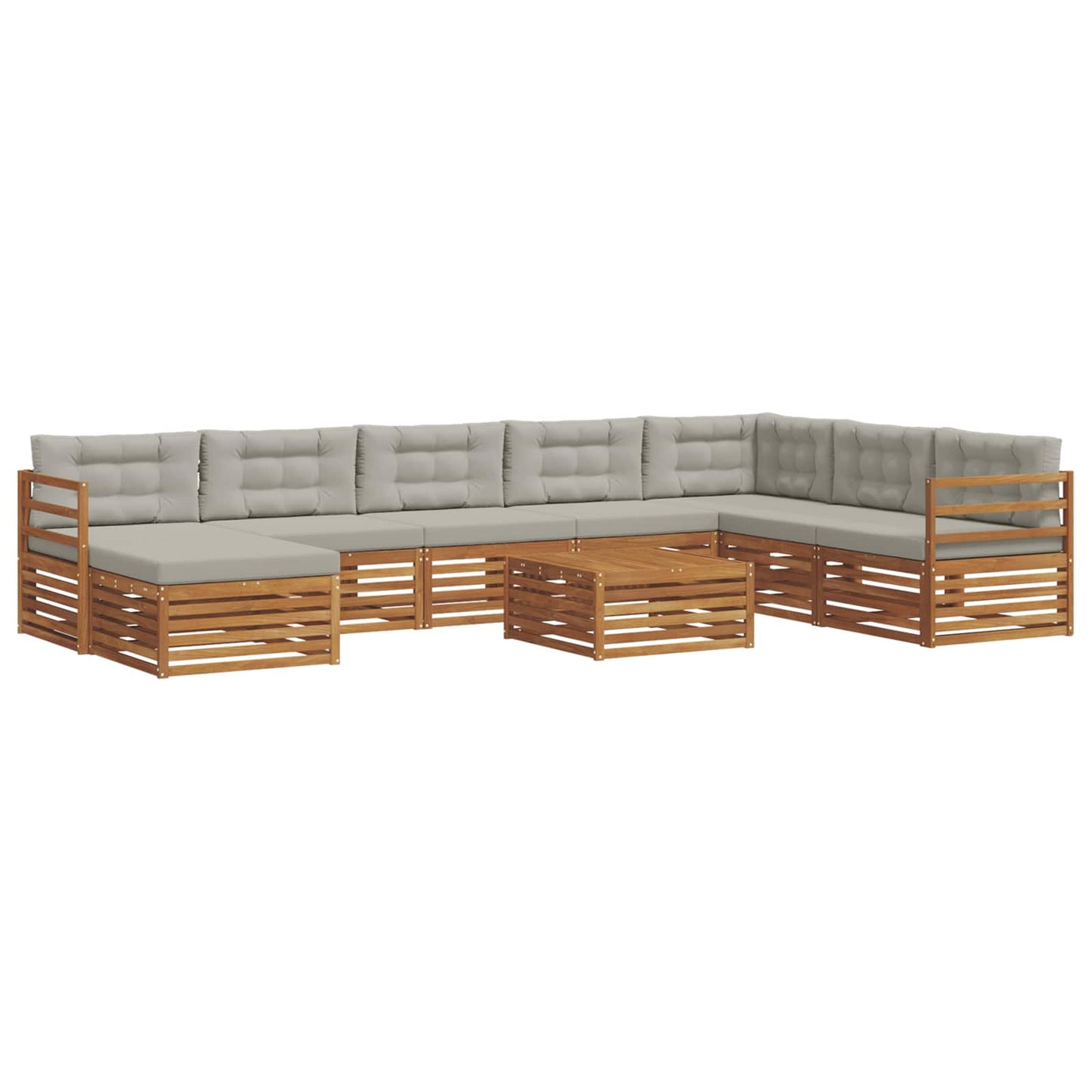 Set divani con cuscino 9 pcs Grigio Naturale e Chiaro