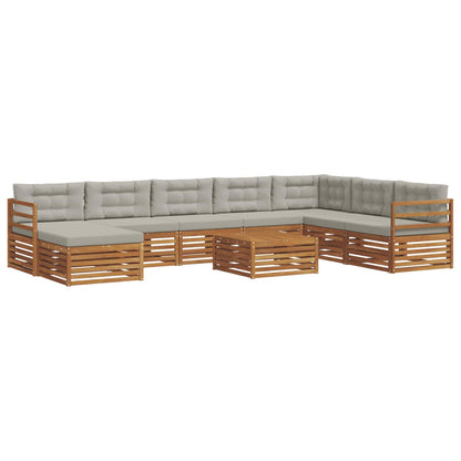 Set divani con cuscino 9 pcs Grigio Naturale e Chiaro