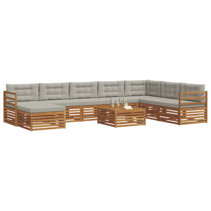 Set divani con cuscino 9 pcs Grigio Naturale e Chiaro