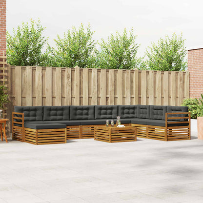 Set divani 9 pcs Naturale e Antracite Legno di Acacia Massello