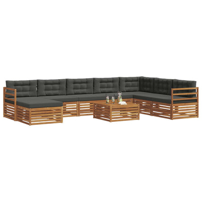 Set divani 9 pcs Naturale e Antracite Legno di Acacia Massello