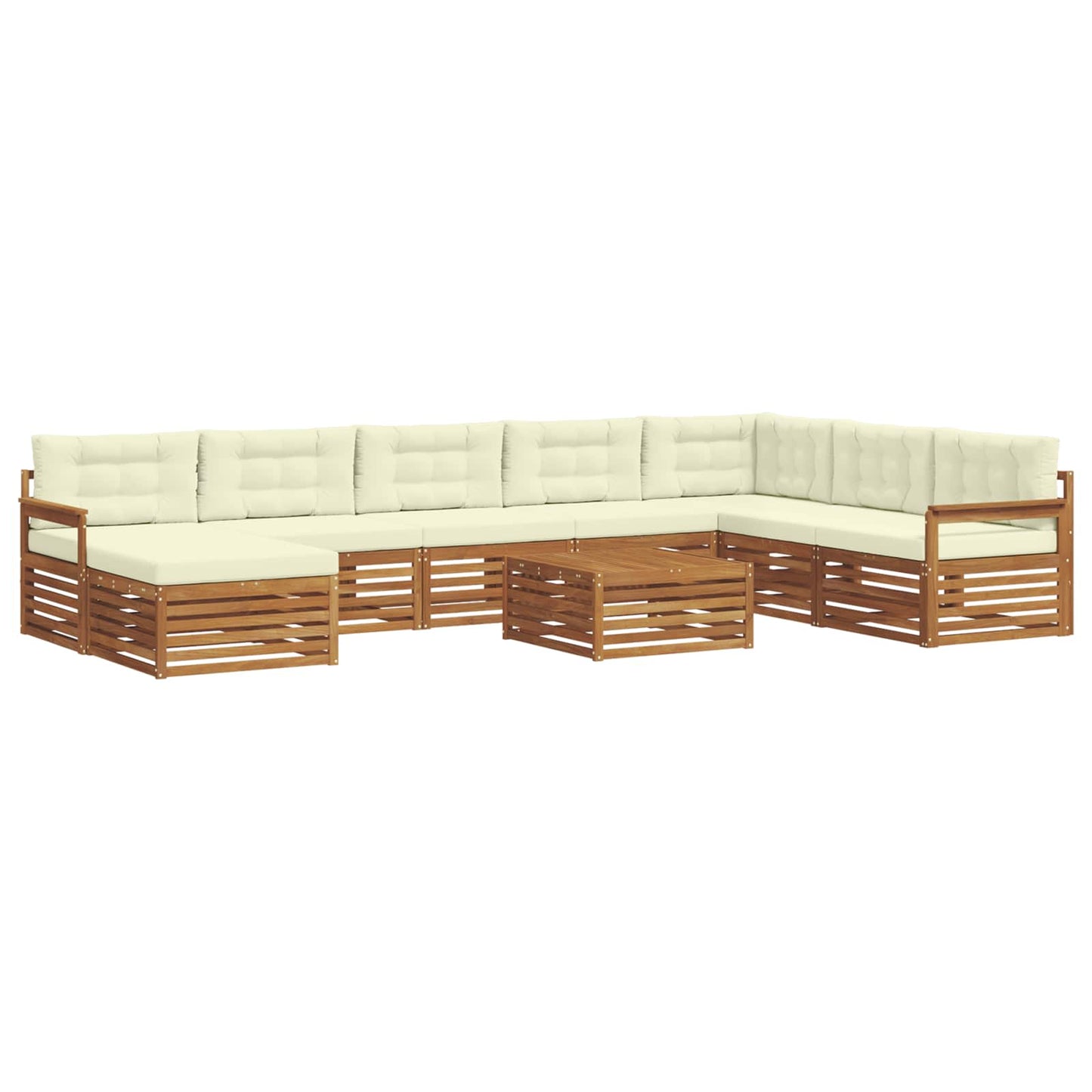 Set divani 9 pcs Naturale e Crema Legno di Acacia Massello