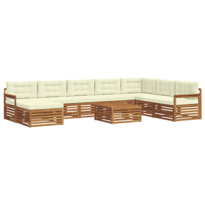 Set divani 9 pcs Naturale e Crema Legno di Acacia Massello