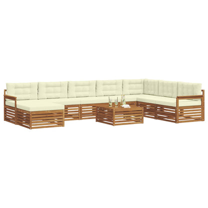 Set divani 9 pcs Naturale e Crema Legno di Acacia Massello