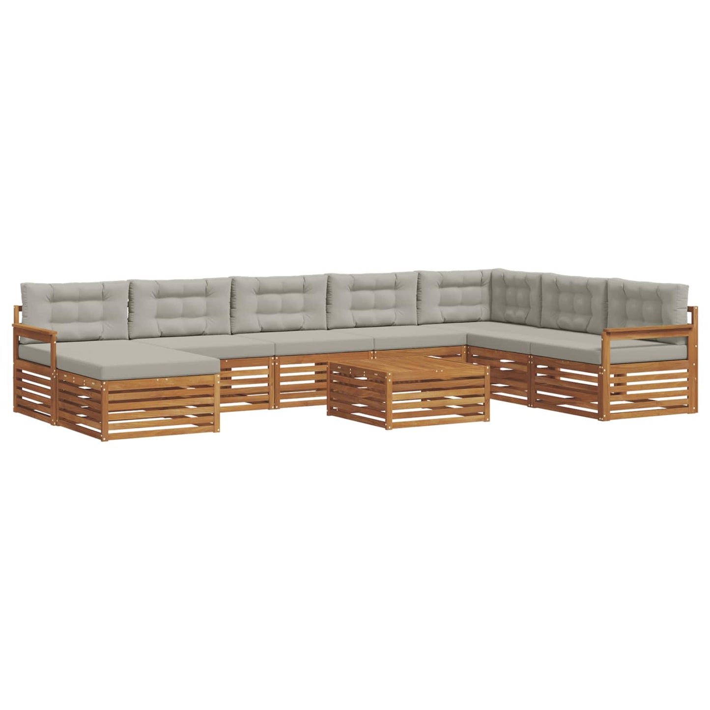 Set divani con cuscino 9 pcs Grigio Naturale e Chiaro