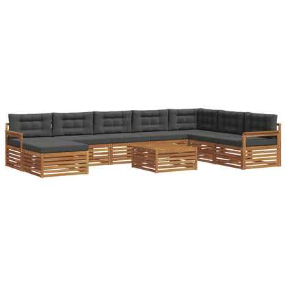 Set divani 9 pcs Naturale e Antracite Legno di Acacia Massello