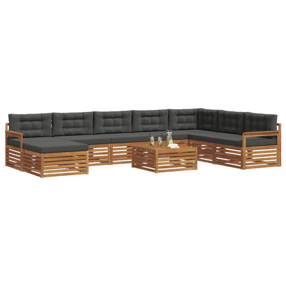 Set divani 9 pcs Naturale e Antracite Legno di Acacia Massello