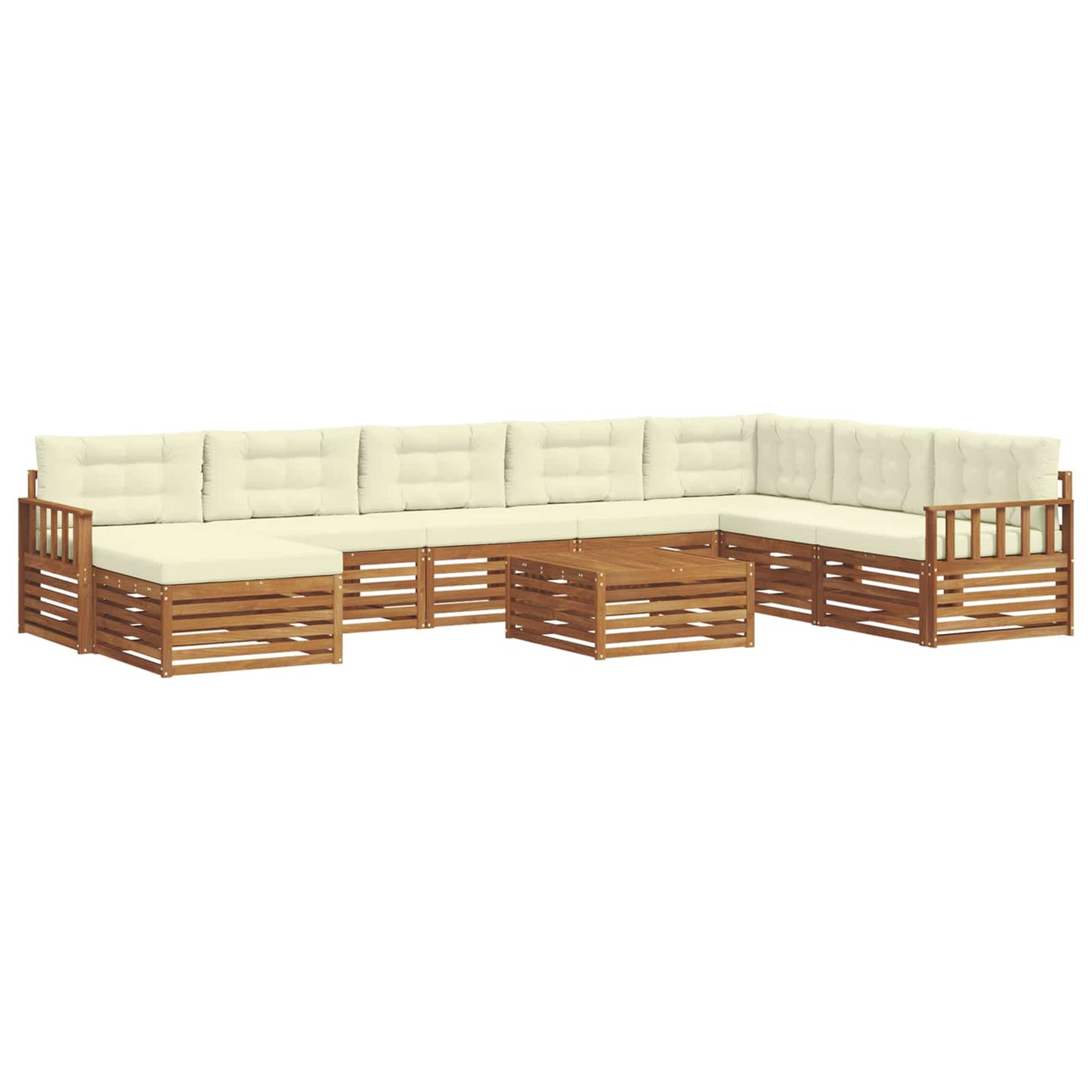 Set divani 9 pcs Naturale e Crema Legno di Acacia Massello