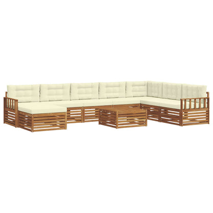 Set divani 9 pcs Naturale e Crema Legno di Acacia Massello