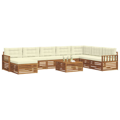 Set divani 9 pcs Naturale e Crema Legno di Acacia Massello