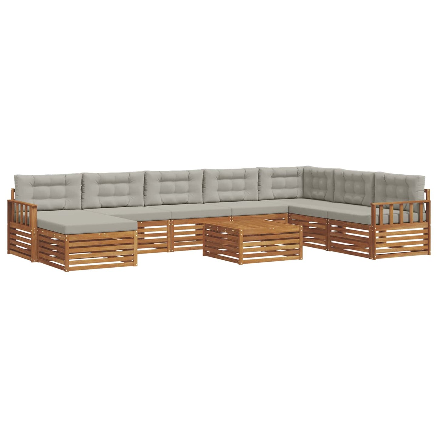 Set divani con cuscino 9 pcs Grigio Naturale e Chiaro