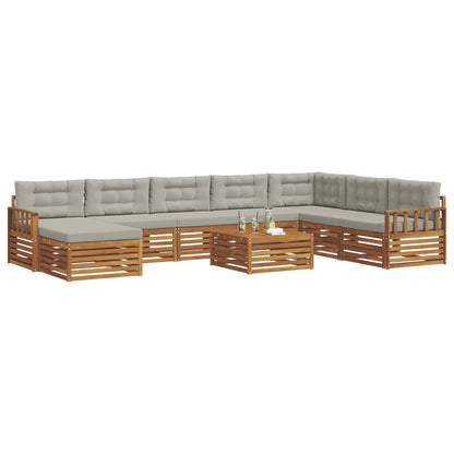 Set divani con cuscino 9 pcs Grigio Naturale e Chiaro