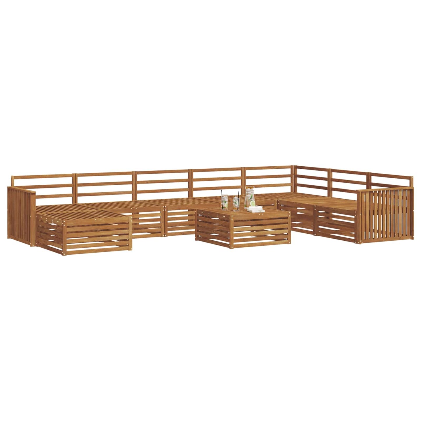 Set divani 9 pcs Naturale Legno di Acacia Massello