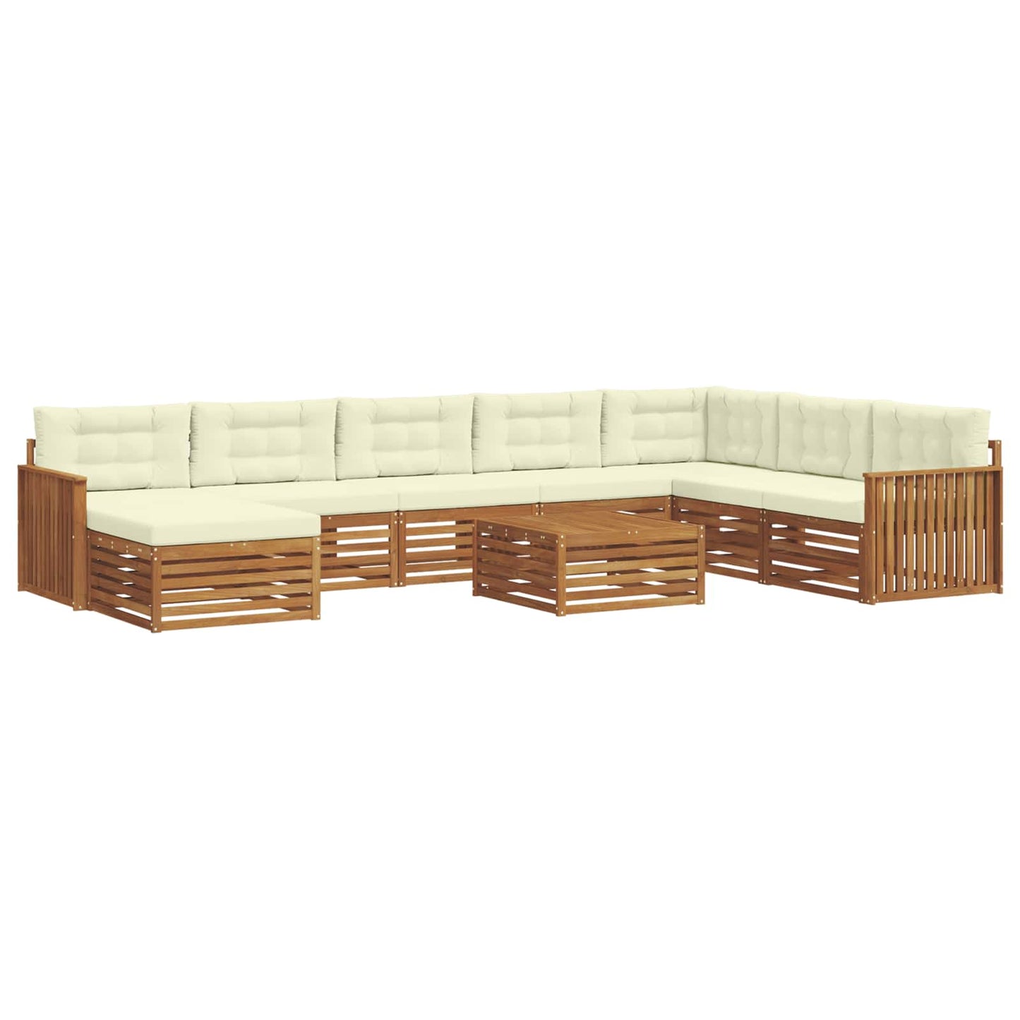 Set divani 9 pcs Naturale e Crema Legno di Acacia Massello
