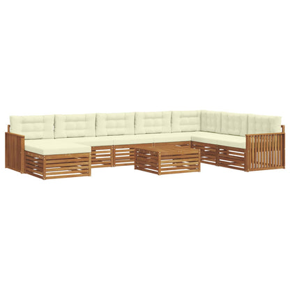 Set divani 9 pcs Naturale e Crema Legno di Acacia Massello