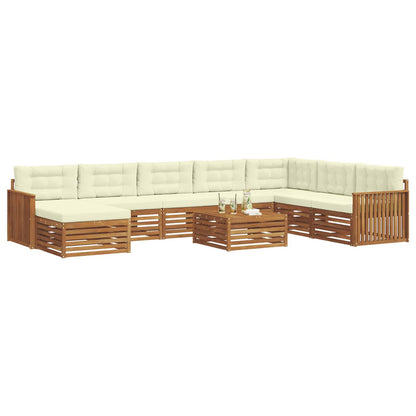 Set divani 9 pcs Naturale e Crema Legno di Acacia Massello