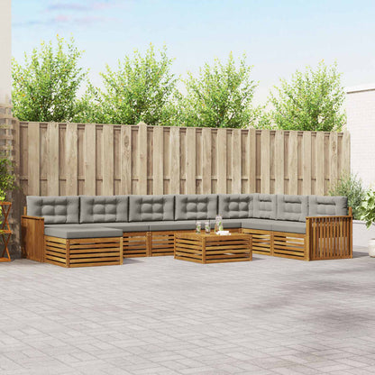 Set divani con cuscino 9 pcs Grigio Naturale e Chiaro