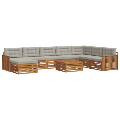 Set divani con cuscino 9 pcs Grigio Naturale e Chiaro