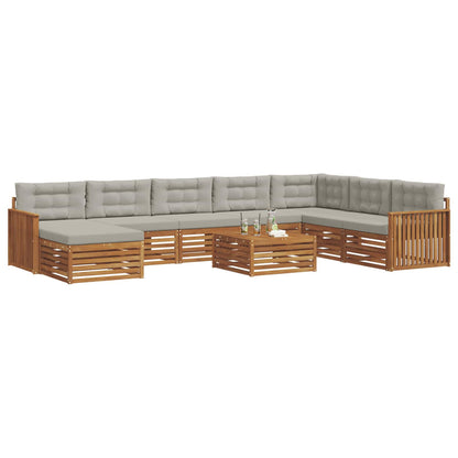 Set divani con cuscino 9 pcs Grigio Naturale e Chiaro