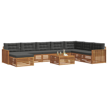 Set divani 9 pcs Naturale e Antracite Legno di Acacia Massello