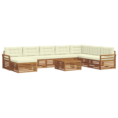 Set divani 9 pcs Naturale e Crema Legno di Acacia Massello