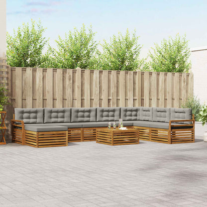 Set divani con cuscino 9 pcs Grigio Naturale e Chiaro