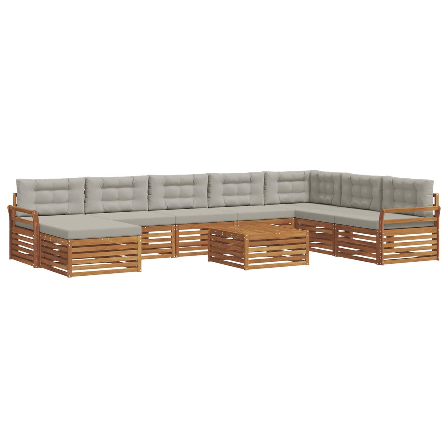 Set divani con cuscino 9 pcs Grigio Naturale e Chiaro
