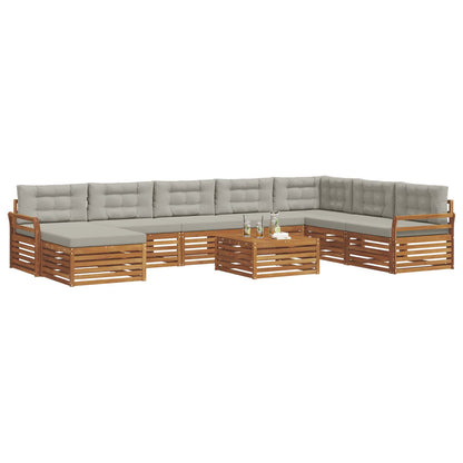 Set divani con cuscino 9 pcs Grigio Naturale e Chiaro